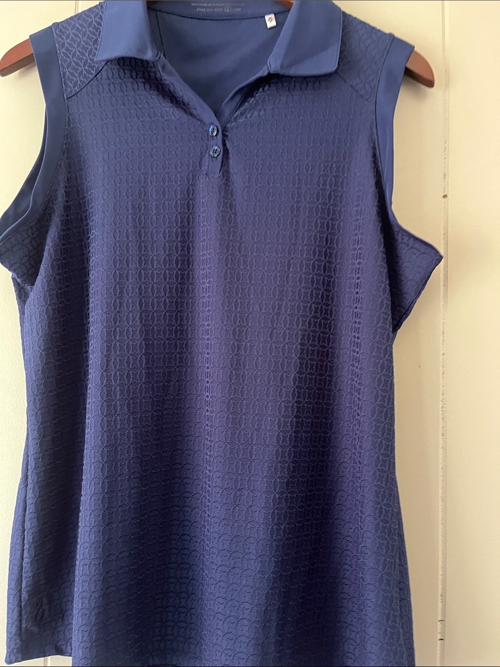 Sleeveless Polo Top in Navy Blue